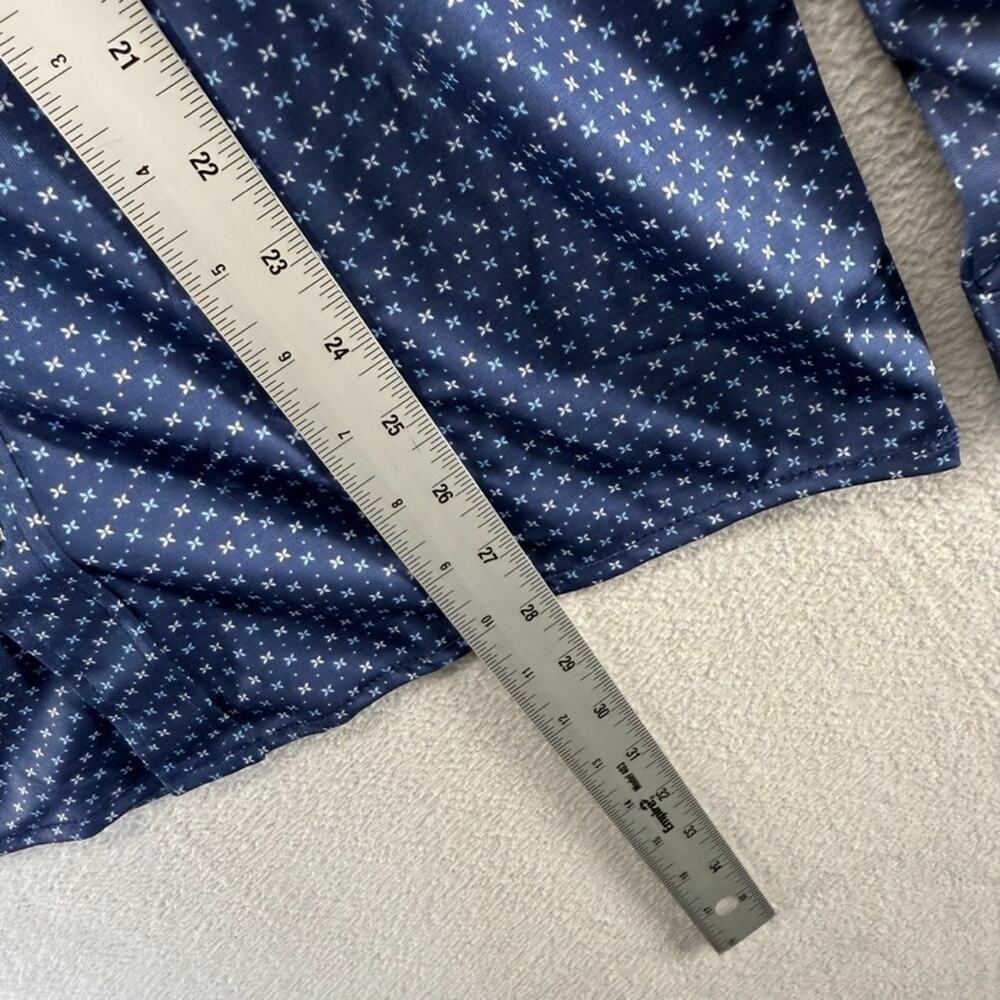 Collars Co Dress Shirt Men's Medium Blue Geometric Business Office Stiff NEW - Picture 3 of 7